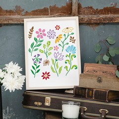 1Bag 1set 1Pc PET Hollow Out Drawing Painting Stencils with 1Pc Art Paint