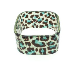 Animal Print Acrylic Rectangle Bangle Bracelets – Blue Color – BR-OB00084BLZ