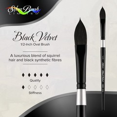 3009S-1/2 Black Velvet Oval Wash Paintbrush for Watercolor, Gouache, Inks, & …
