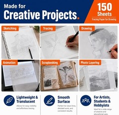 Tracing Paper for Drawing Trace Paper -PSLER 150 Sheets White Translucent Traci