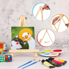 12 Pack 9 Inch Wood Easels, Easel Stand for Painting Canvases, Art, and Craft…