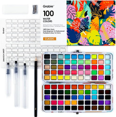 Grabie 100 Colors Watercolor Paint Set – 50 Regular, 35 Metallic, 10 Macaron and