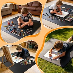 55×55 Inch Extra Large Craft Mat Painting Art Floor Mat SlipResistant Black