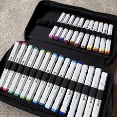Blick Studio Dual Tip Art Markers Set of 26, Multicolor, Black Zip Carry Case