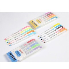 WorkSmart Supplies 5 Colors Dual Tip Highlighter Pens Broad Chisel and Fine