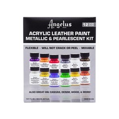 Angelus Acrylic Leather Paint Kit Metallic & Pearlescent 12 Pack Set