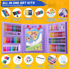 All in One Art Supplies, Art Kit Includes Easel, Origami Paper, Colored Pencils,