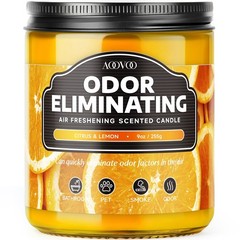 AOOVOO Citrus Lemon Odor Eliminating Highly Fragranced Candle – 9oz, Yellow