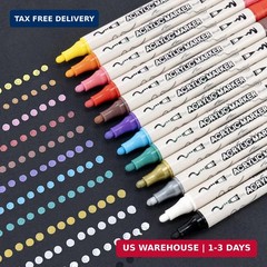 TRANSON 24 Colors Bold and Brush Dual-tip Acrylic Paint Marker Pen for Canvas Ro