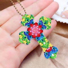 6 Pcs Diamond Art Painting Crosses Keychains Easter Hanging Decorations DIY K…