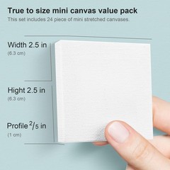 Mini Stretched Canvas – 2.5×2.5 Inch / 24 Pack – 2/5 Inch Profile Small Squar…