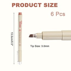 6Pcs 3.0mm Fineliner Ink Pens(Brown)