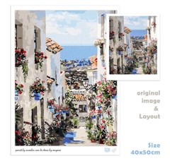 Paint By Numbers Adults kids Europe Village Land DIY Painting Kit 40x50CM Canvas