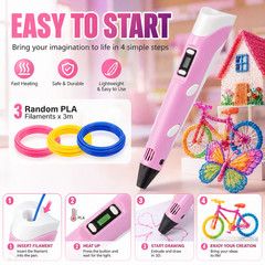 3D Printer Pen Set LED Screen 3 Color Filament DIY Drawing Pen Kids Gift Kit