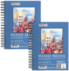 5.5″x8.5″ Mixed Media Sketchbook, 2 Pack (60 Sheets), 98 lb (160 GSM) – Spiral-B