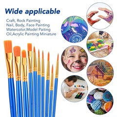 ESRICH Acrylic Paint Brushes Set, 16 Packs /160 Pcs, Nylon Brush 160, Blue
