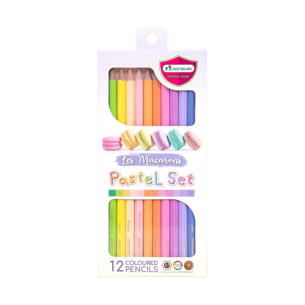 Pastel Colored Pencils 12 Colors for Kids and Adults Coloring (LES MACARONS P…