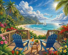 Paint by Numbers Kit for Adults Landscape, Summer Beach DIY Number Painting f…
