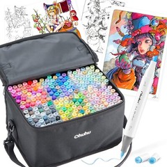 Ohuhu Honolulu Dual Tip Brush Markers 216 Colors 217pc Pro Alcohol Art Set