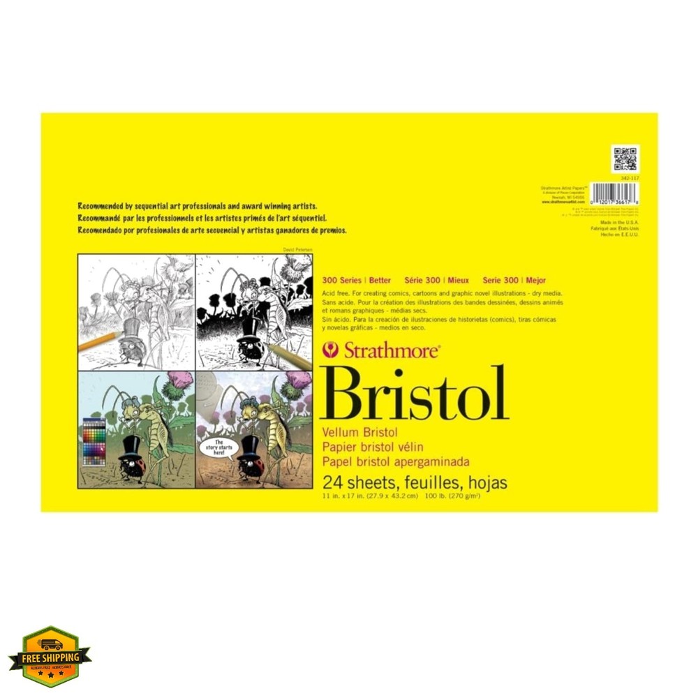 300 Series Bristol Paper Pad, Vellum, Tape Bound, 11×17 inches, 24 Sheets 100…