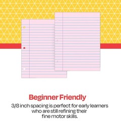 School Smart 3-Hole Punched Filler Paper, 8-1/2 x 11 x 11 Inches, Pink