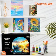 100 Colors Acrylic Paint, 2oz/60ml Bottles, Include 2 Sets of 12 Paint Brushe…