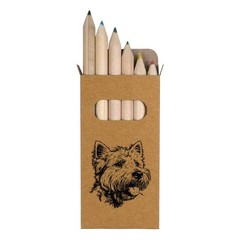 6 x ‘Westie Dog Portrait’ Short 85mm Pencils / Coloured Pencil Set (PE00098356)