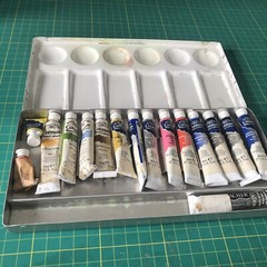 Vintage Winsor Newton watercolor set Aluminum case and palette Cotman 15 tubes