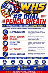Dual Pencil Holder 10 Pack w/Pencils Fast Draw Pocket Clip One-Piece Design