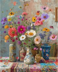 PRASIO Paint by Numbers Kit for Adults 16×20 Inch, XM-OP-ColorfulVases-4050