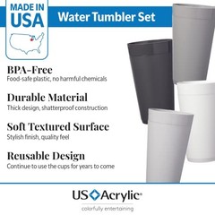 Newport 20 ounce Unbreakable Plastic Stackable Water 20-ounce Grey Stone