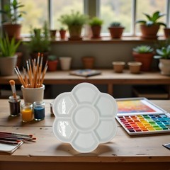 White Porcelain Watercolor Palette – Washable Ceramic 1″ x x 0.2″,