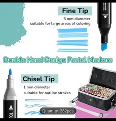Alcohol Markers Set 262pc, Dual Tip Markers for Adult Coloring, Drawing Marke…