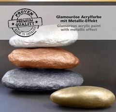 Metallic Acrylic Paint (Silver, Silver Grey, Gold, Bronze, Copper, 5 x 100 ml)