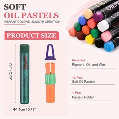 Soft Oil Pastels, 12 Pcs Forest Green Oil Pastel Art Supplies with Crayon Holder
