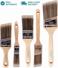 Pro Grade Paint Brushes 5-Piece Set Flat & Angle Brushes for Walls,Trim,Cabinets