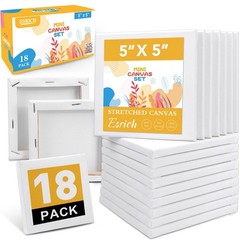 ESRICH Mini Canvases for 5x5in-18 Packs, 18 Packs Stretched Canvas – 5*5in