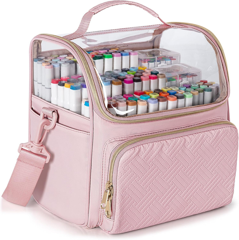 Large Marker Organizer Case for 180 Markers, Marker Storage Bag with Dividers an