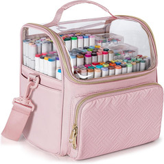 Large Marker Organizer Case for 180 Markers, Marker Storage Bag with Dividers an