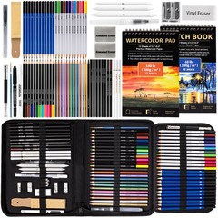 Art Supplies Drawing Pencils Set – 76 Pack Pro Sketching Kit with Sketchbook & W