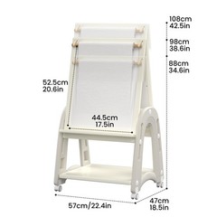 Art Easel for 2-4 with Wheels, Whiteboard, Chalkboard & Paper Roll Adjustable…