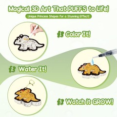 Magic Foam Texture Painting Kit – Dinosaur Theme 3D Art Puffy Paint Kit,15 Me…