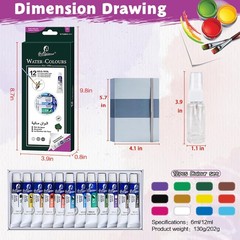 Mini Watercolor Travel Set, Portable Painting Kit with Travel Storage Bag, 2 …