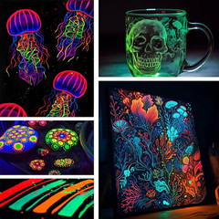 Glow in the Dark Paint, 10 Colors (20 Ml /0.68 Oz) 3D Permanent Acrylic Fabric P