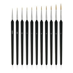 11 Pcs Miniature Detail Paint Brushes for Watercolor Oil Face Nail Line Drawing