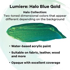 Lumiere 2.25oz Fabric Paint Halo Blue Gold – Metallic Paint for Fabric, Leath…