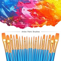 Paint Brushes Set, 20 Pcs Small Paint Brush Kit Round Flat Tip Nylon Hair, fo…