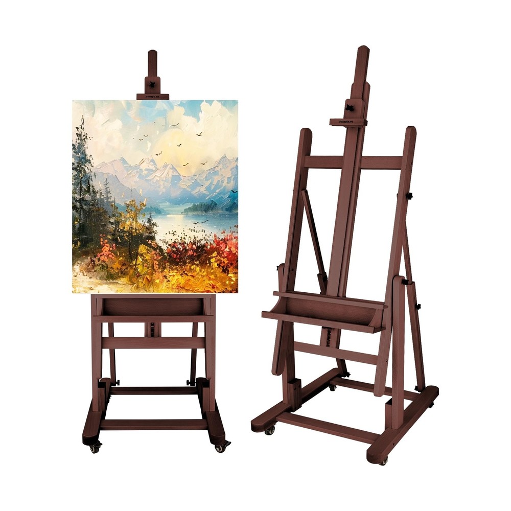 Falling in Art Extra Large H-Frame Studio Easel, Solid Beechwood Artist Easel…
