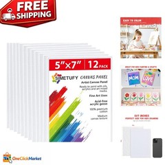 12 Pack 5×7 Inch Cotton Canvas Boards – Gesso Primed & Non-Toxic for Art Lovers