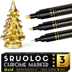 3Pcs Liquid Gold Paint Markers, Oil-based Permanent Chrome Maker, Gloss Mirror M